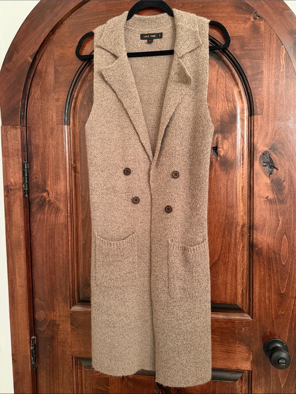 Love Tree Taupe Sleeveless Knit Vest Coatigan